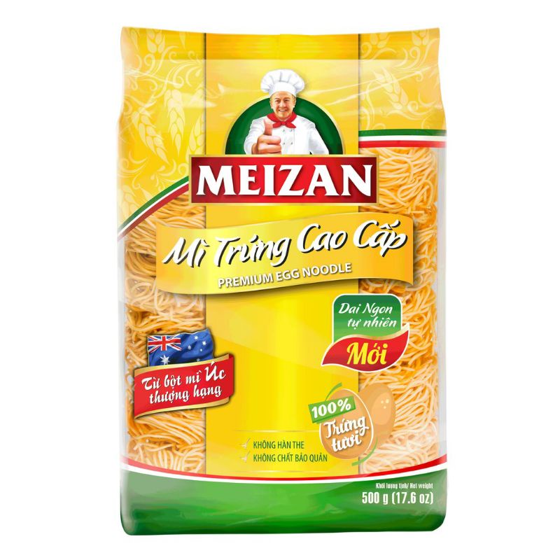 Mì trứng cao cấp MEIZAN 500G (thùng 12 GÓI) date 04/2022