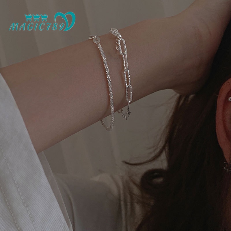 Vòng Tay Mắt Xích Xi Mạ Bạc Lấp Lánh Thanh Lịch Ma789