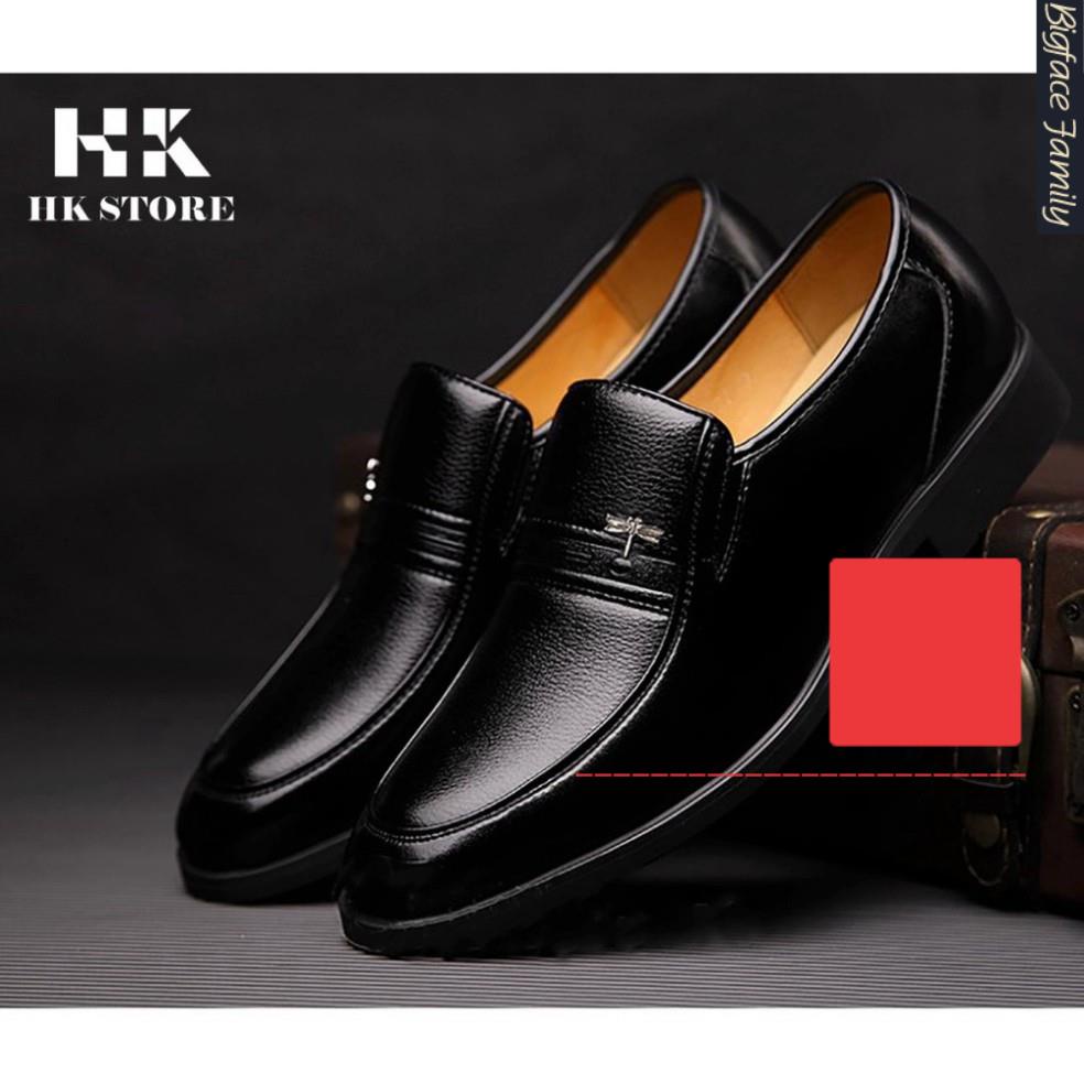 Giày nam trung niên ❤️ HK.STORE ❤️ da bò xịn thích hợp cho người trung tuổi, giày da mềm đế kếp siêu bền