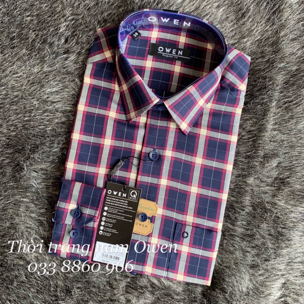 OWEN - Áo sơ mi dài tay Owen REGULAR FIT CHẤT SỢI TRE KẺ CA RÔ 23218 - CHÍNH HÃNG