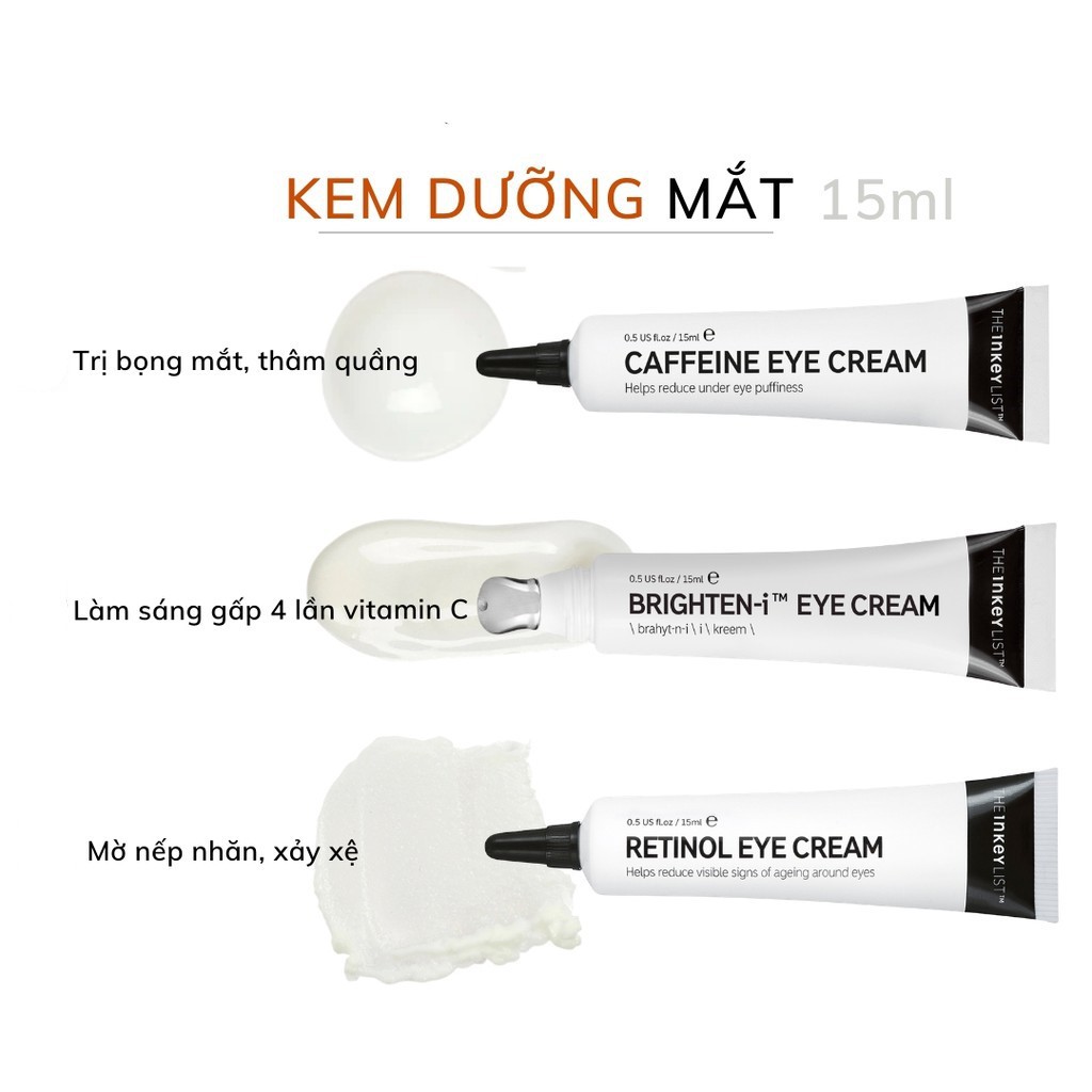 THE INKEY LIST CAFFEINE - Kem Dưỡng Mắt The Inkey List Caffeine Eye Cream 15ml