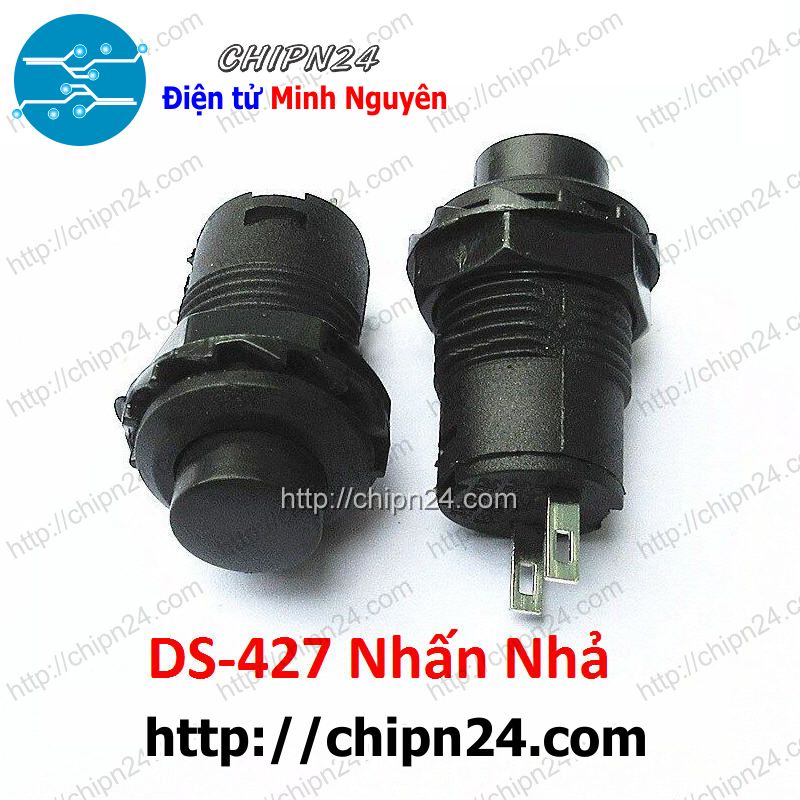 [2 CÁI] (G13) Nút nhấn Nhả DS-427 Đen (Đường kính 12MM)