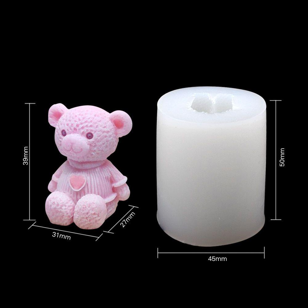 Khuôn Silicone Làm Nến Hình Gấu Teddy Hoạt Hình DIY