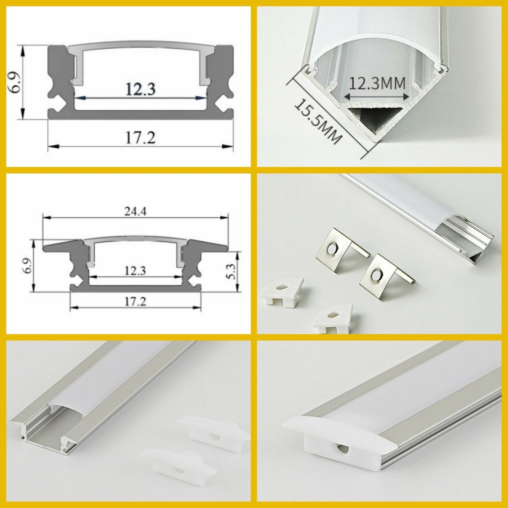 Đèn led thanh nhôm định hình lắp âm tường, âm trần, âm tủ bếp, kệ trưng bày_Chiều dài 2 mét và 3 mét