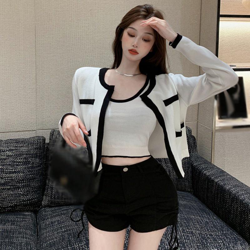 Áo khoác cardigan cổ tròn màu sắc thời trang cho nữ