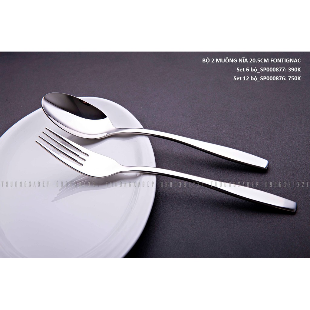 BỘ 2 MÓN MUỖNG NĨA ĂN 20.5CM FONTIGNAC (PHÁP) - INOX 18/10 (304)