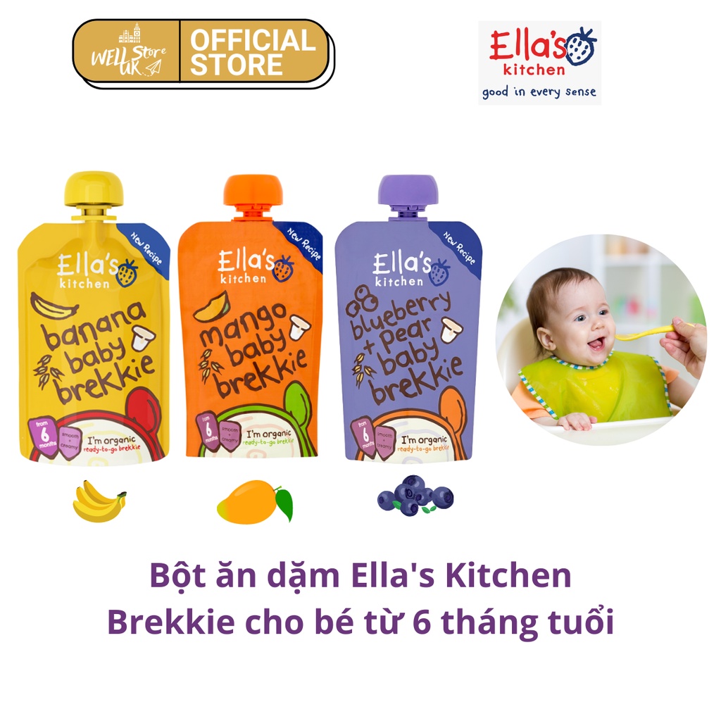 [Nội địa Anh]Bột dặm hoa quả hữu cơ cho bé 6m+ hãng Ella Kitchen