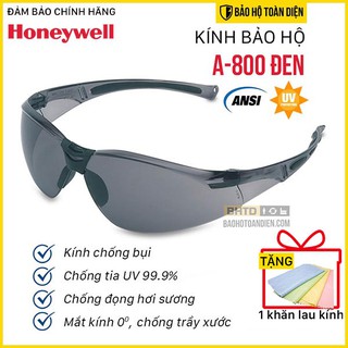 Kính chống bụi nhập khẩu Honeywell A800 đen (Thương hiệu Mỹ) [TẶNG Khăn lau kính Chuyên dụng]