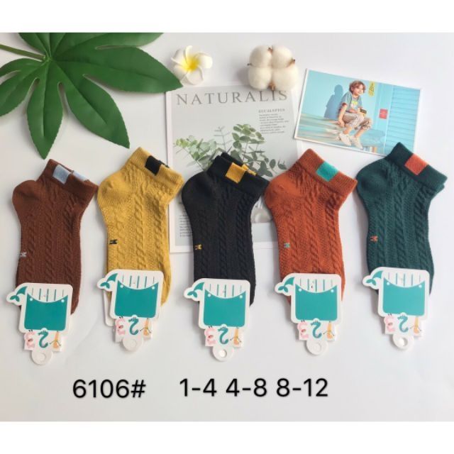 Sét 5 đôi tất gân vặn thừng cổ ngắn cho bé(1-12 tuổi)