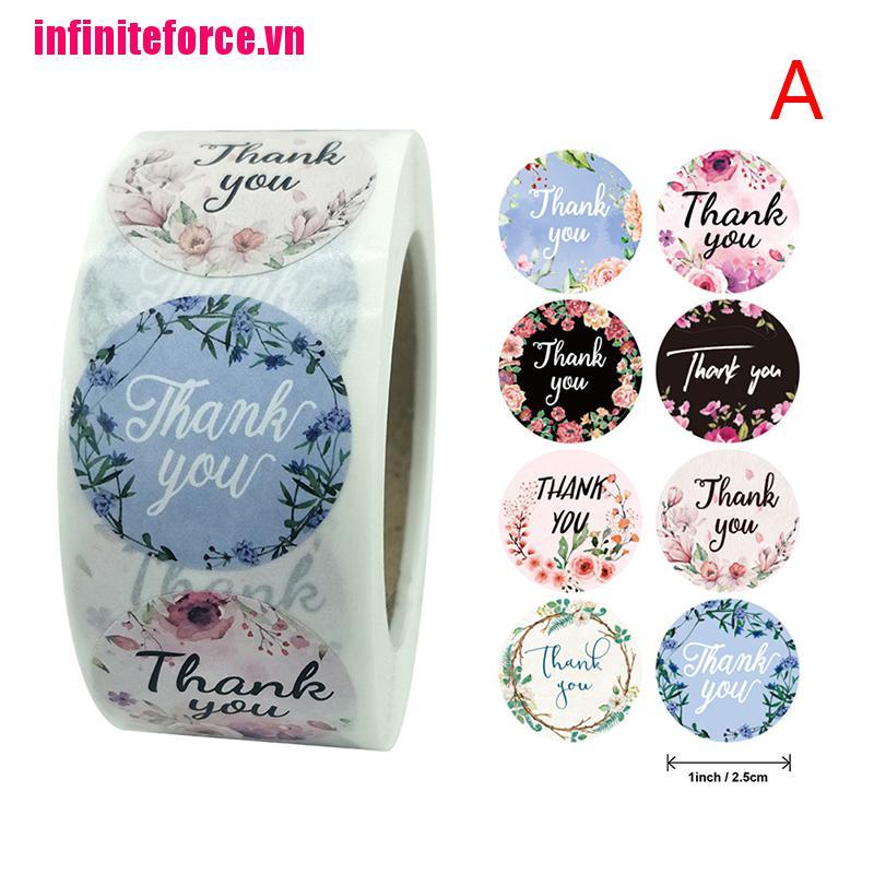 Cuộn 500 Sticker Chữ Thank You Xinh Xắn Dùng Trong Trang Trí