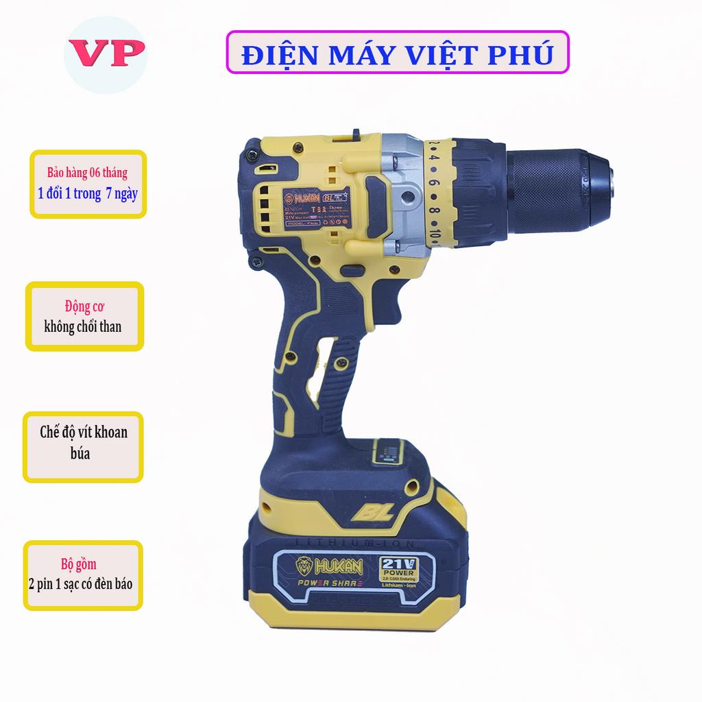 Máy khoan pin HUKAN HK-F66 lực siết 90N.m động cơ không thổi than 3 chức năng