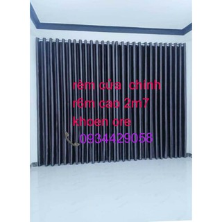 Rèm gấm sợ polyerter  xám đậm đẹp sang trọng r3m cao 2m7