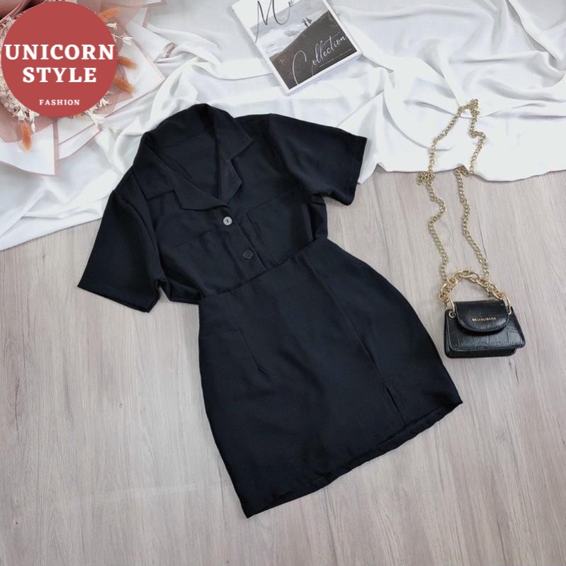 Set Đũi Áo Giả Vest Tay Ngắn Cổ Sơ Mi Chân Váy Ôm Công Sở Thanh Lịch Trắng Đen Nude DRSET08 Mys hitshop | BigBuy360 - bigbuy360.vn