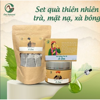Set quà trà, mặt nạ, xà bông tía tô a om - gửi tặng thiên nhiên