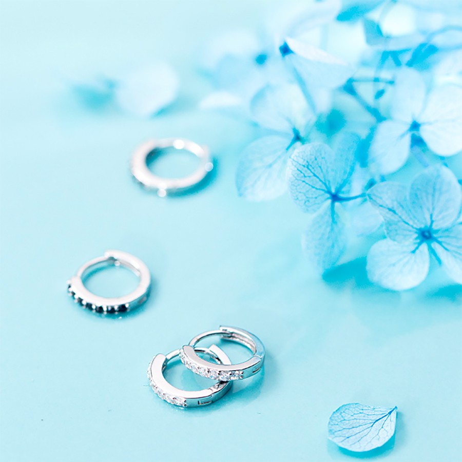 Khuyên Tai Bạc Nữ Tròn Đính Đá Xinh, Khuyên Tai Nhỏ Dành Cho Nữ B2425- Bảo Ngọc Jewelry | BigBuy360 - bigbuy360.vn