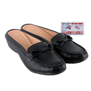 Giày sabo nữ da bò màu đen PH7936