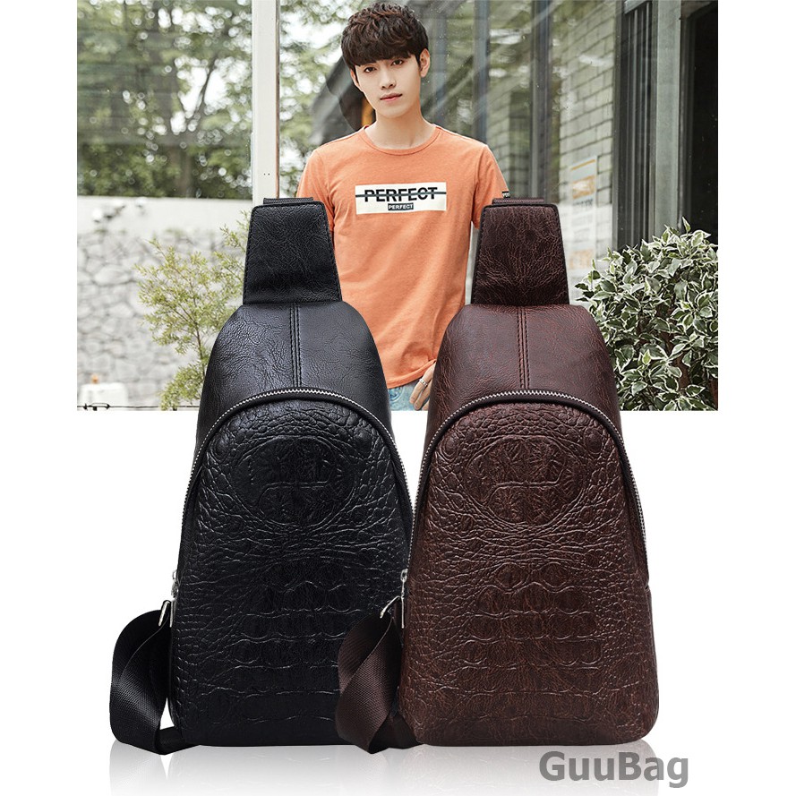 Túi đeo chéo nam da xịn dập vân cá sấu T47