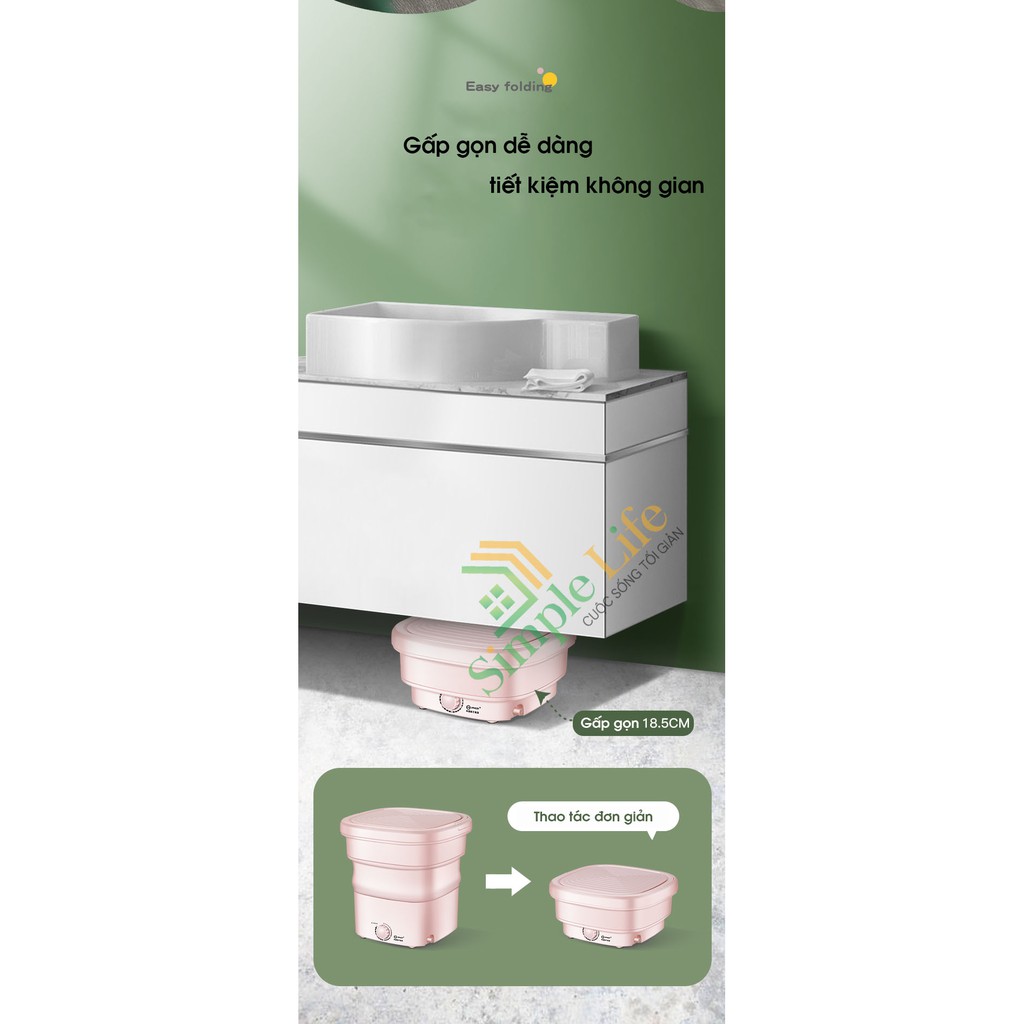 Máy giặt mini Yangzi gấp gọn thông minh chính hãng, vắt khô và khử trùng UV bằng công nghệ Blue Ag