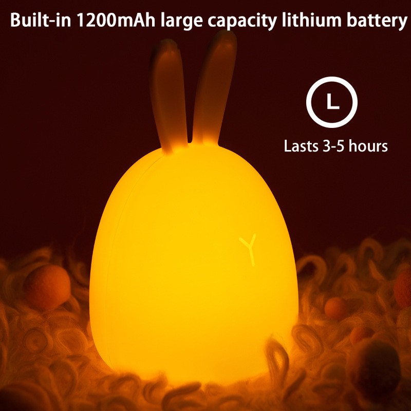 Đèn Led Ngủ Silicone Hình Thỏ Dễ Thương Thay Đổi Màu