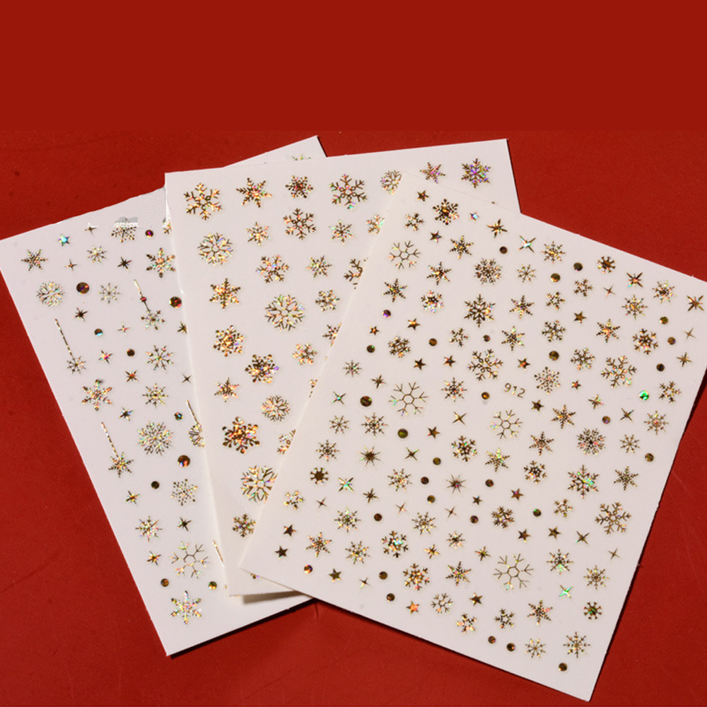 [Hàng mới về] Nhãn Dán Trang Trí Móng Tay Hình Bông Tuyết 3d Diy Không Thấm Nước