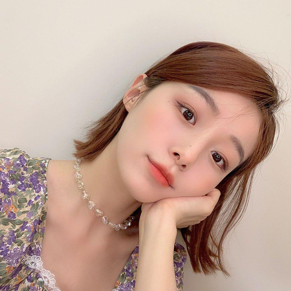 Vòng Cổ Mặt Đá Thạch Anh Màu Gradient Ngọt Ngào Trong Suốt Thời Trang Cho Nữ