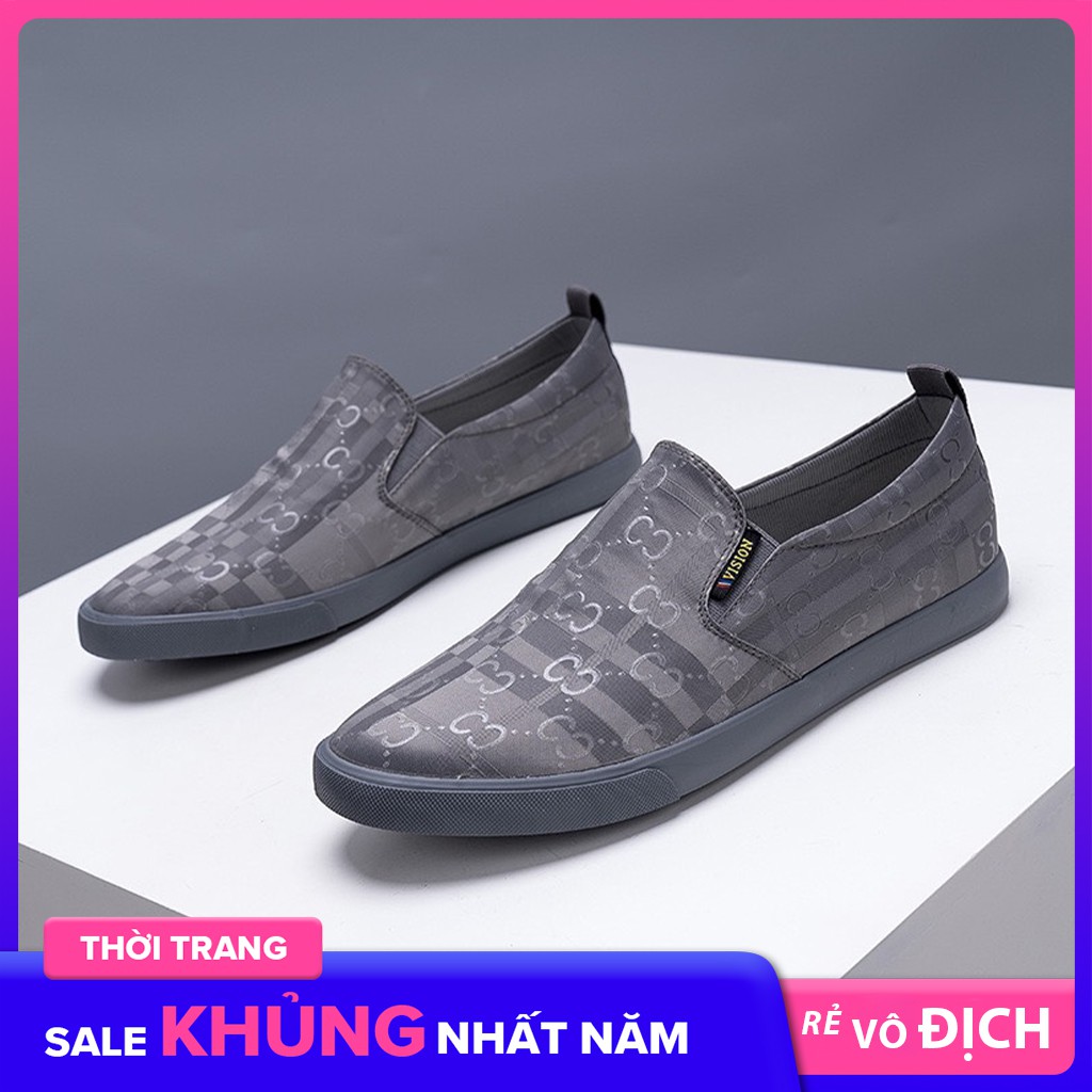 Giày Slipon Nam Giày Lười Nam Leyo A86 màu ghi  . .
