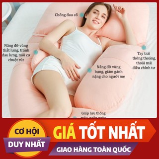 gối ôm cho bà bầu  (THÁO RỜI CAO CẤP) Gối chữ U, dành cho bà bầu