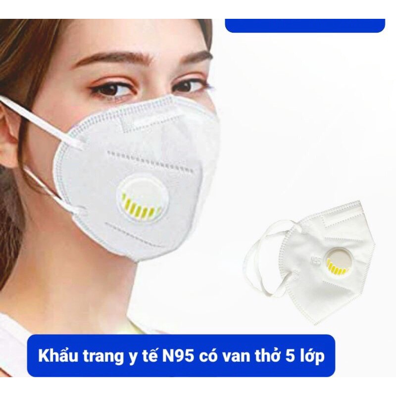 (Lẻ 1 chiếc)Khẩu trang N95 HM95 có van thở chống bụi mịn PM 2.5