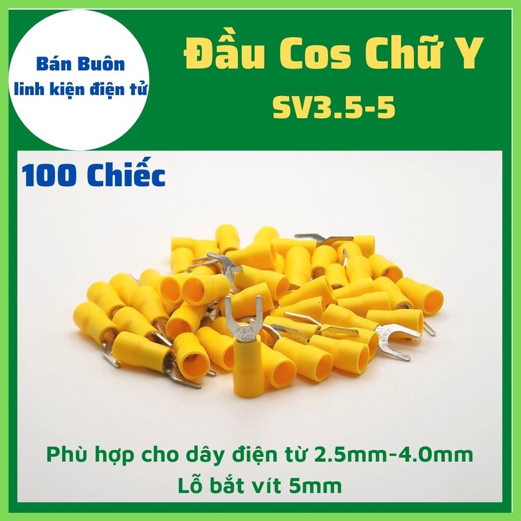 100 Đầu cos chữ Y3.5-5, cốt chẻ 3.5-5, đầu cos dâu điện, sv3.5-5, Cosse Y, SV3.5-5