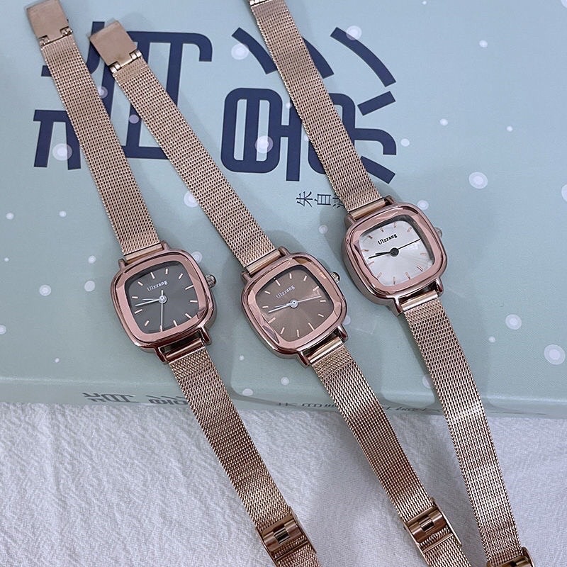 Đồng hồ nữ dây thép mặt kính 3D màu rosegold siu xinh kiểu dáng Vintage DHT5 LOUSMORE