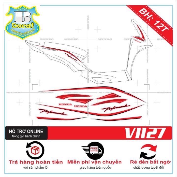 ( Quí khách vui lòng mang ra tiệm cho thợ dán ) Tem VISION 2021CHỈ ĐỎ DÁN XE TRẮNG [Bi Decal]