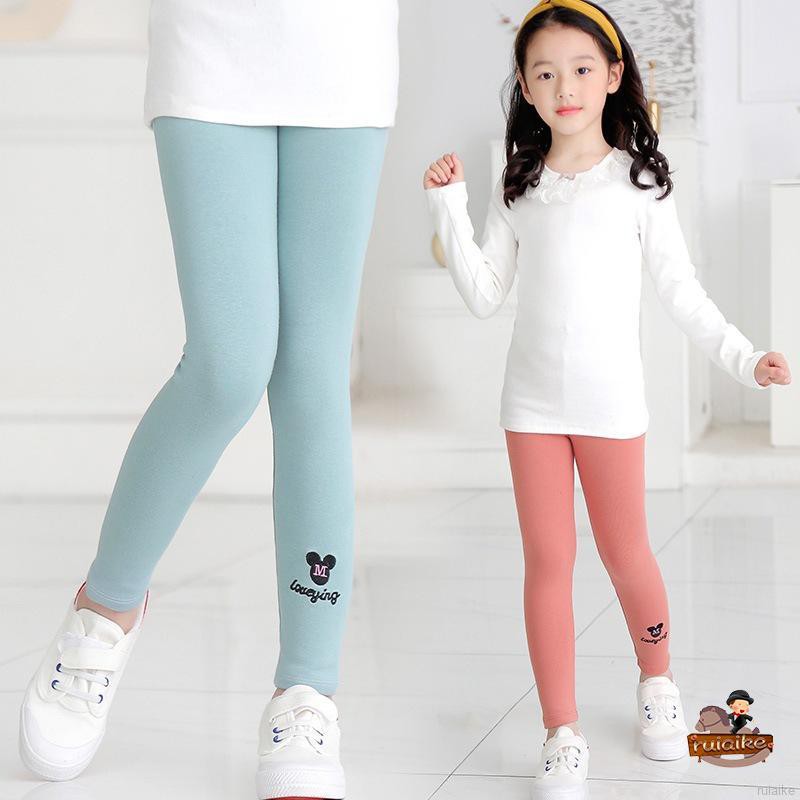 Quần Legging Thêu Hình Chuột Mickey Cho Bé Gái Từ 2-11 Tuổi