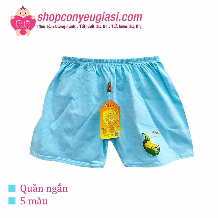 Quần Ngắn Màu Sơ Sinh Babiboo In Ép Nhiệt - 100% Cotton