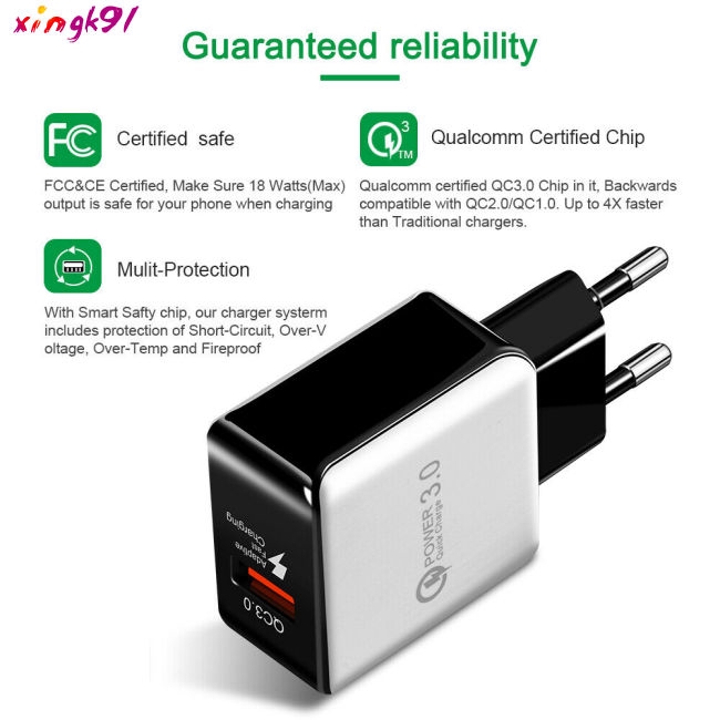 Củ sạc nhanh cổng USB cho Samsung Android iPhone LG