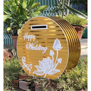 Thùng Tiền Tròn Happy Wedding  Happy Wedding 55cm x 60cm x 30cm