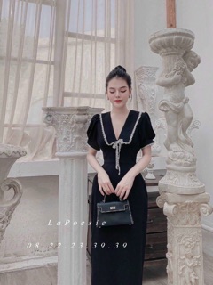 ĐẦM SUÔNG CỔ V VIỀN REN (KÈM VIDEO HÌNH THẬT)