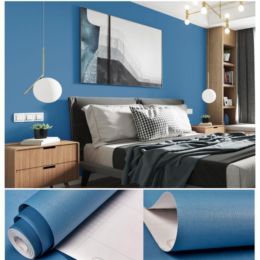 Giấy dán tường 1 màu mặt nhám có keo sẵn khổ rộng 45cm, giấy decal dán tường một màu trơn phòng khách, phòng ngủ