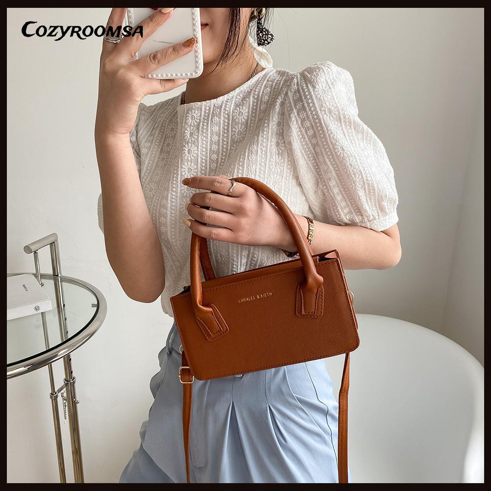 Fashion Women PU Leather Solid Color Shoulder Bag Casual Top-handle Handbag