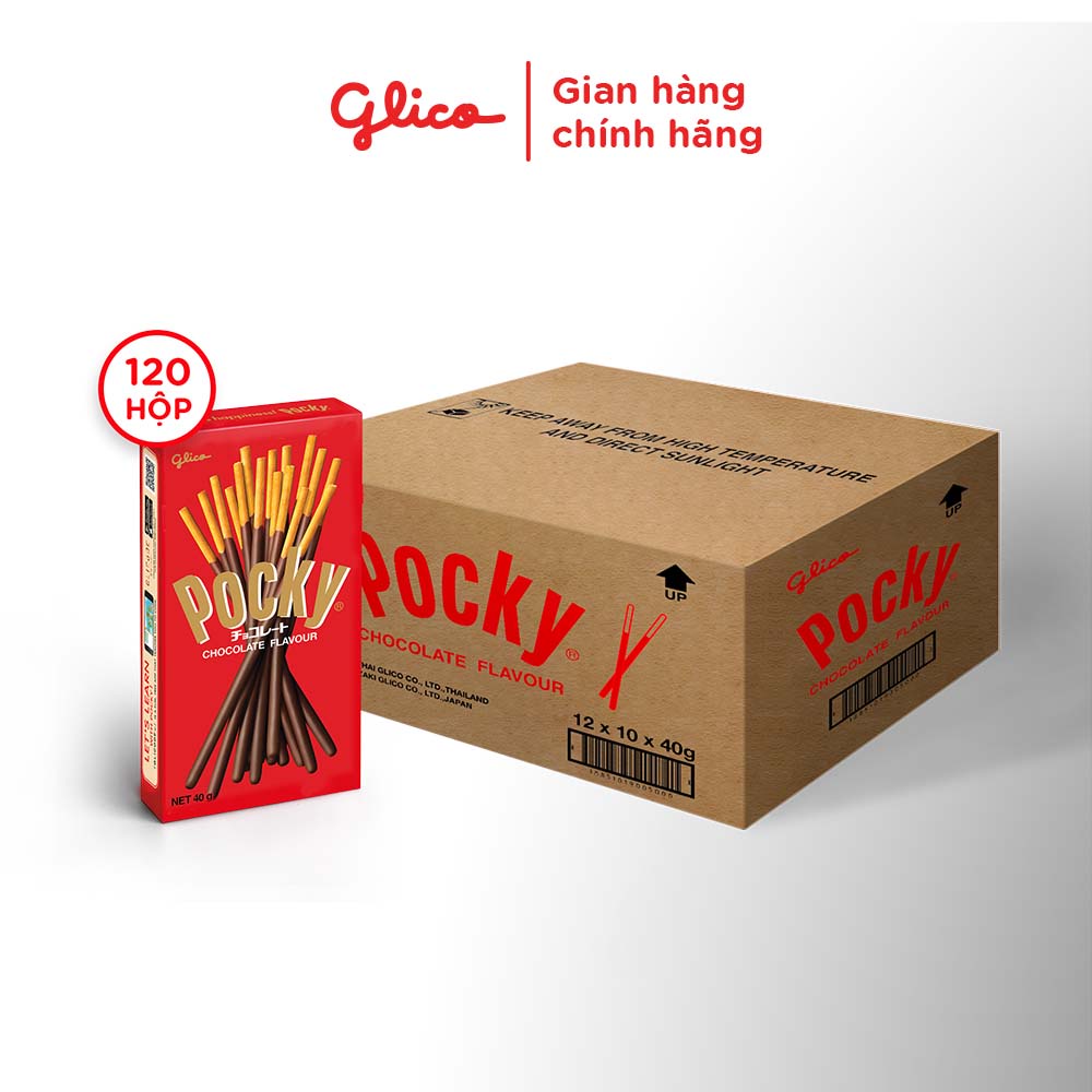 [Mua 100 hộp tặng 20 hộp] bánh que phủ kem socola GLICO Pocky Socola Chocolate Flavour 40g