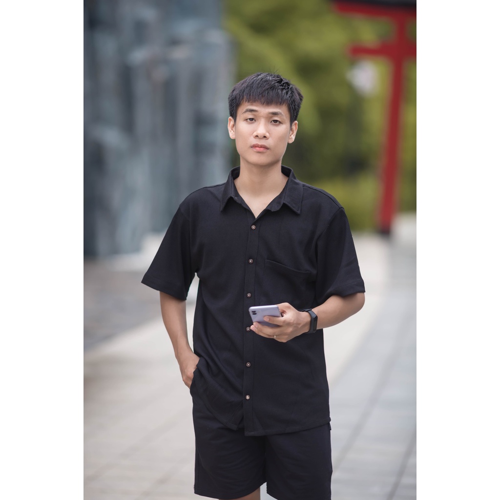 Áo sơ mi nam BASIC chất vải cotton tổ ong mát mịn chống nhăn thoáng khí nhanh khô