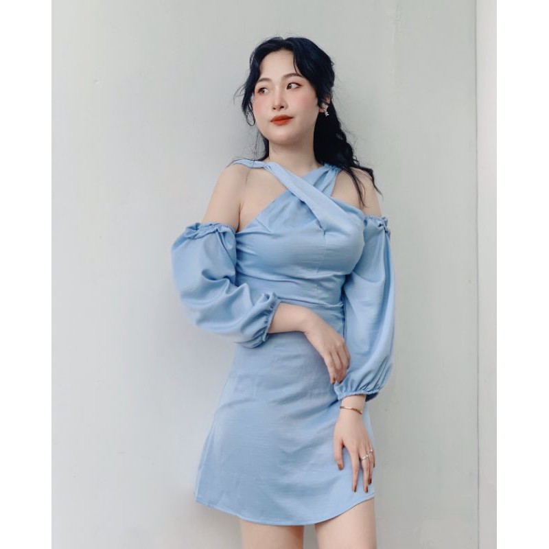 [Váy thiết kế] váy yếm thiết kế cổ xoắn thu đông Pearl.21