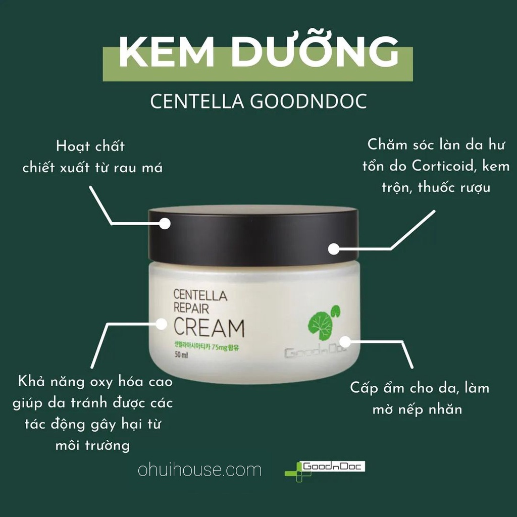 GoodnDoc Centella Repair Cream 50ml - Kem dưỡng rau má