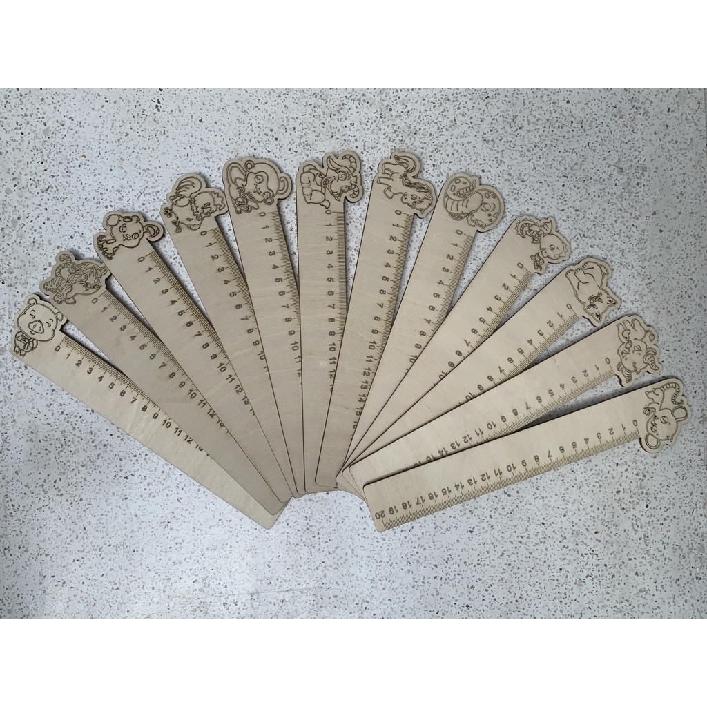 Thước Kẻ Con Giáp 20cm Chất Liệu Gỗ Thân Thiện Với Môi Trường