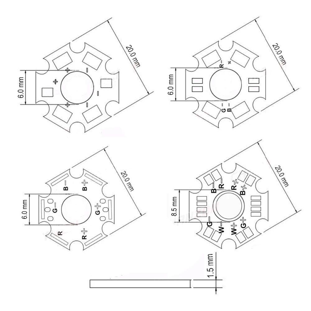Đế Nhôm Tản Nhiệt Chip Đèn LED 2PIN 4PIN 6PIN 8PIN Màu Trắng Đen
