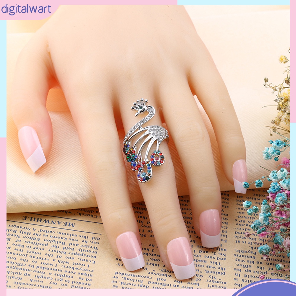 Nhẫn Hình Chim Công Đính Đá Phong Cách Cổ Điển Thanh Lịch Dành Cho Nữ