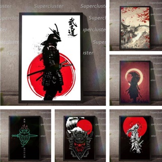 Tranh Vải Bạt Treo Tường In Hình Samurai Bushido Nhật Bản Trang Trí Nhà Cửa