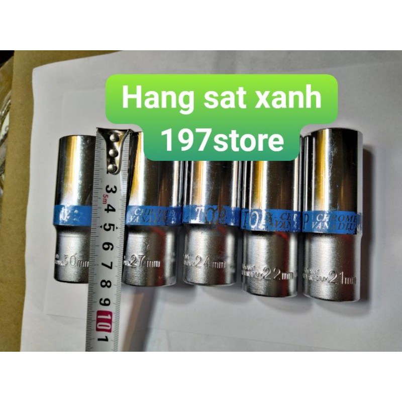 Đầu tuýp đầu khẩu lắp máy bắn ốc chạy pin thân dài các cỡ: 8, 10, 12, 13, 14, 15, 16, 17, 18, 19, 21, 22, 24, 27, 30