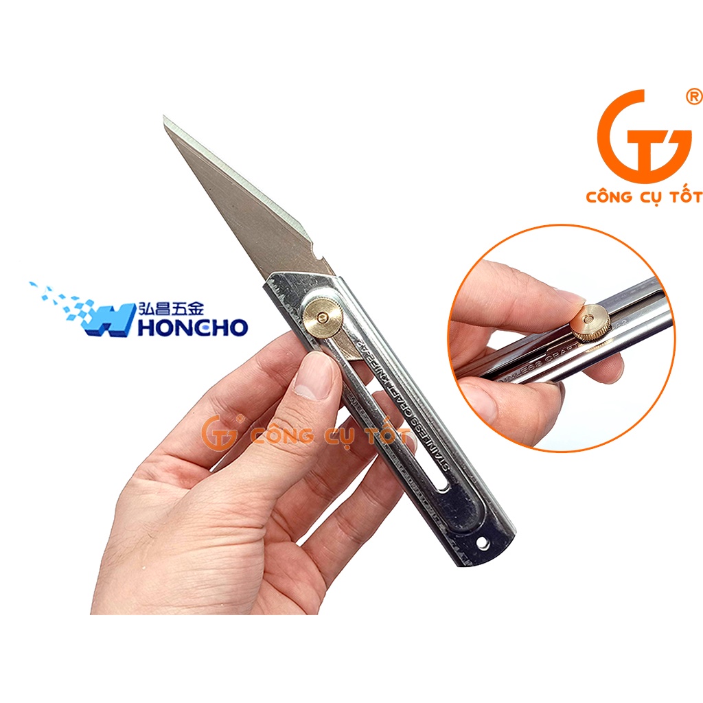 Dao ghép cây lưỡi rút cán inox chốt khóa đồng siêu nhẹ Honcho Đài Loan L4503