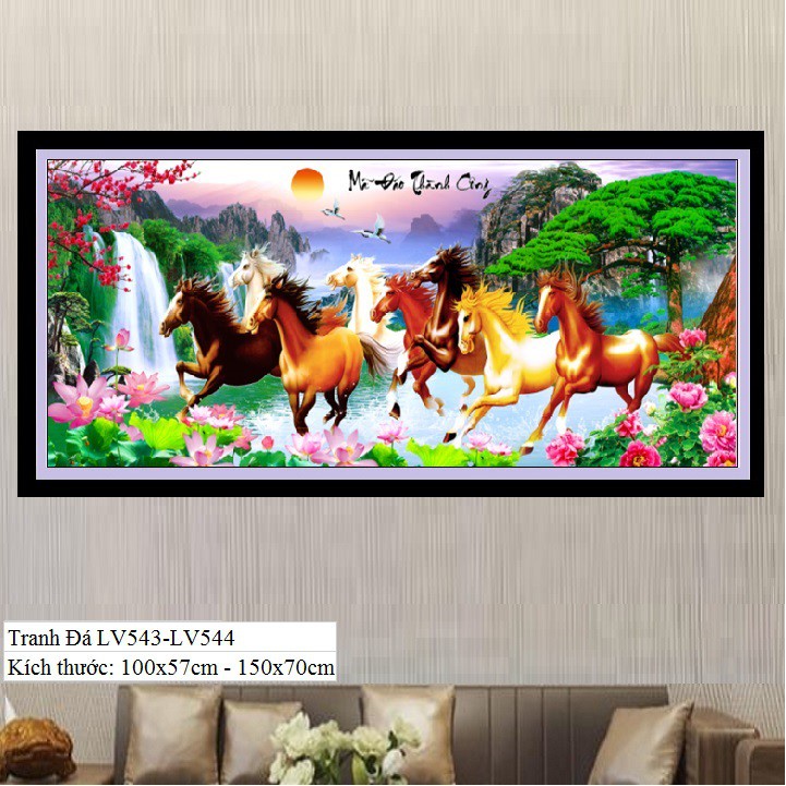 Tranh đính đá Mã Đáo Thành Công KT:120x57cm - 150x70cm