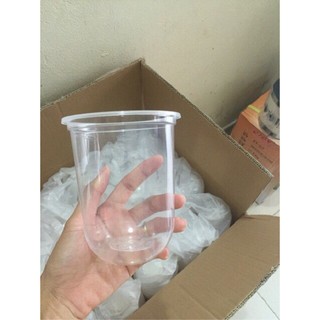 combo 100 ly bầu 500ml nhựa pp ép màng hoặc đậy nắp